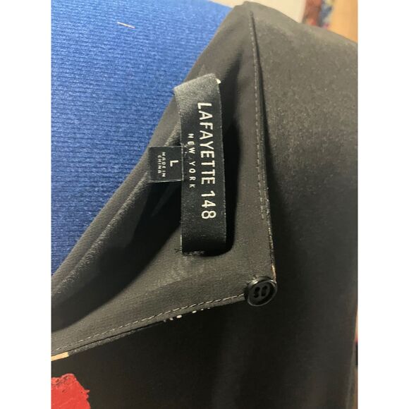 Lafayette 148 Silk Maxi Dress Abstract Print Sleeveless Black Size L - Picture 8 of 8